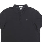 CALVIN KLEIN Mens Black Short Sleeve Plain L Cotton Blend Polo Shirt