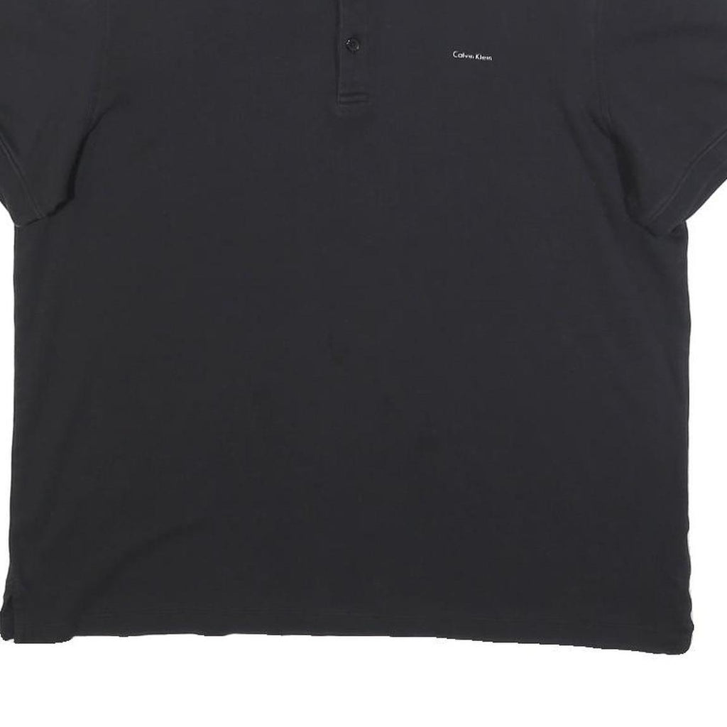 CALVIN KLEIN Mens Black Short Sleeve Plain L Cotton Blend Polo Shirt