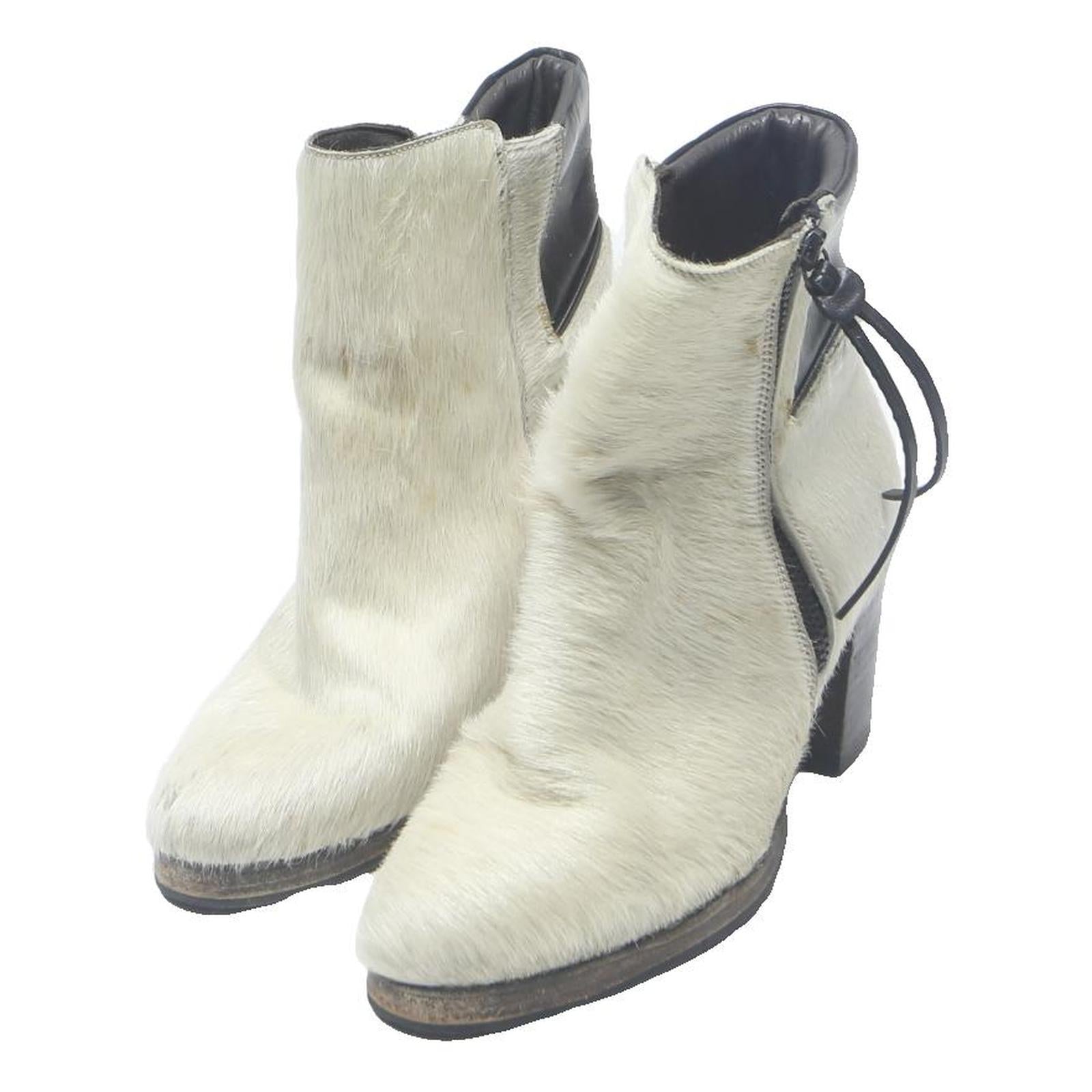 ATELIER & SAPATO Womens Ankle Boots White & Black Synthetic UK 4 Stylish
