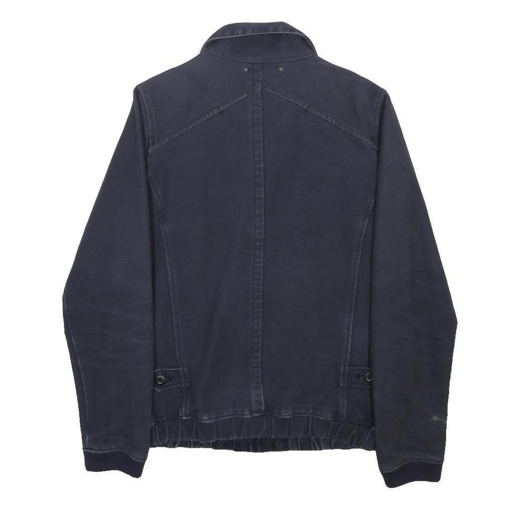 G-STAR Mens Navy Blue Jacket L Cotton Plain Zip Casual Urban Style