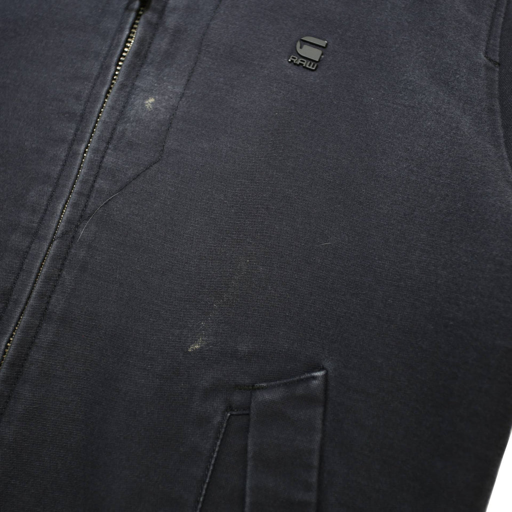 G-STAR Mens Navy Blue Jacket L Cotton Plain Zip Casual Urban Style