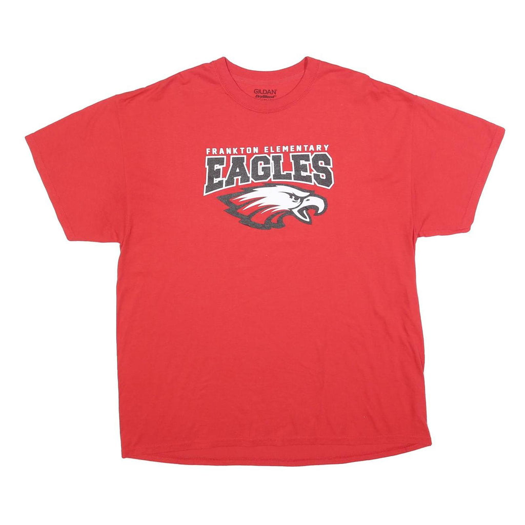 GILDAN Mens Red Frankton Elementary Eagles Graphic T-Shirt XL Short Sleeve Crew