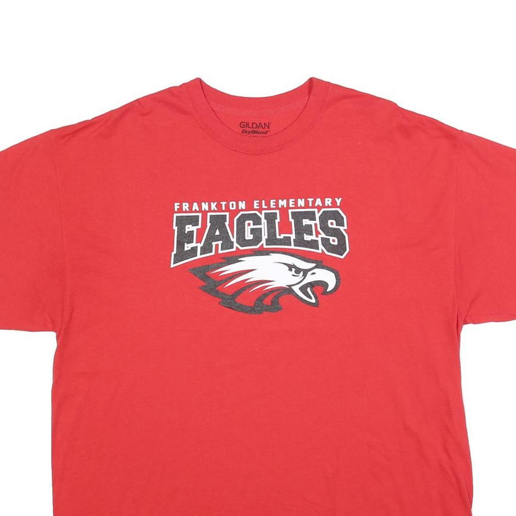 GILDAN Mens Red Frankton Elementary Eagles Graphic T-Shirt XL Short Sleeve Crew