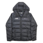 ADIDAS Womens Black Polyester Puffer Hooded Jacket XS Zip Sports Gymnasium