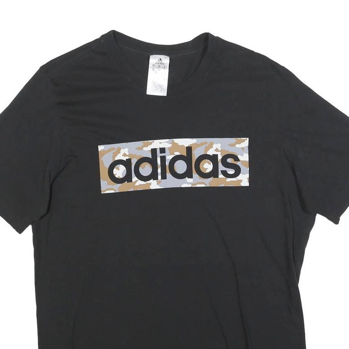 ADIDAS Mens Black Cotton Blend Graphic T-Shirt M Short Sleeve Crew Neck Casual