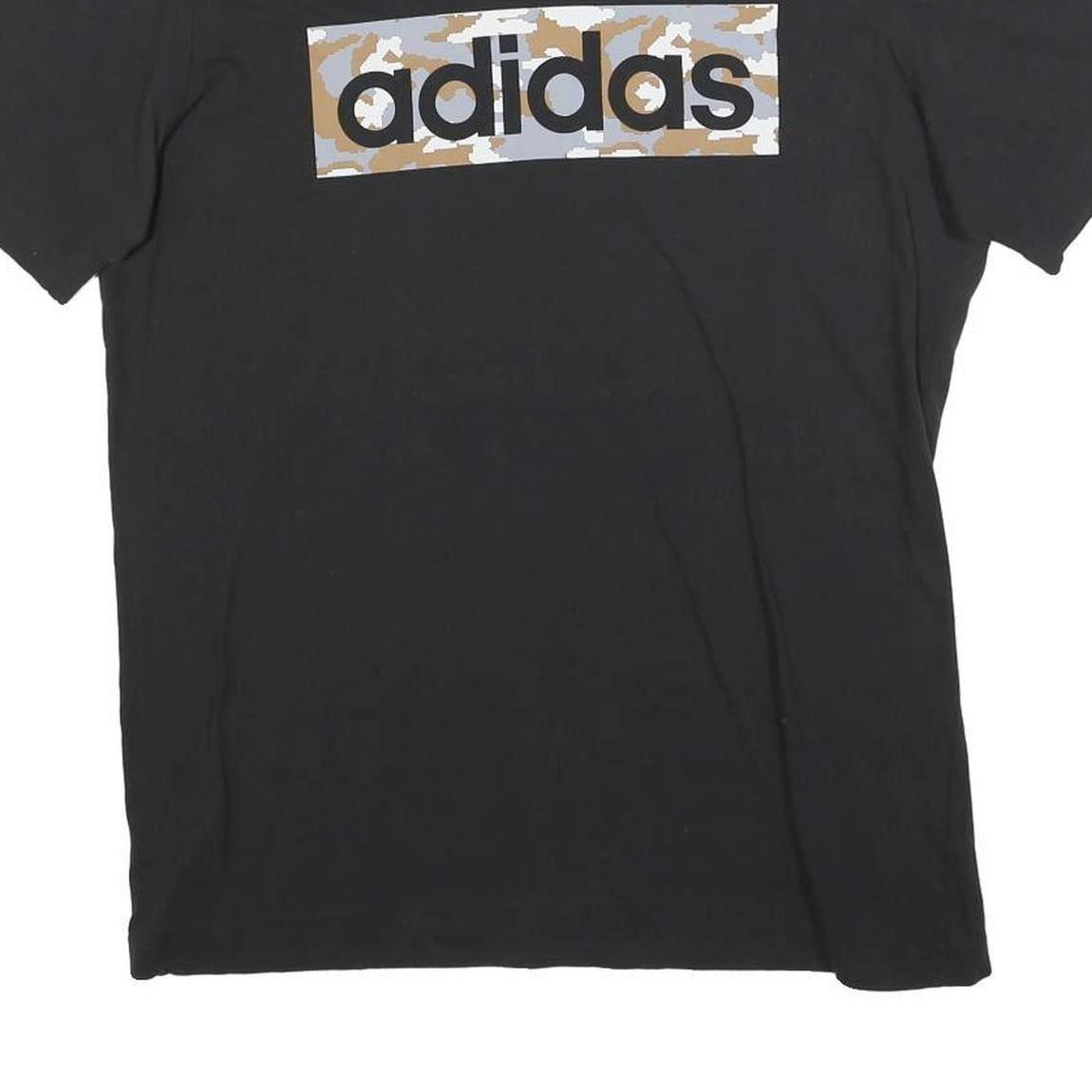 ADIDAS Mens Black Cotton Blend Graphic T-Shirt M Short Sleeve Crew Neck Casual