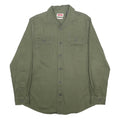 WRANGLER Mens Green Plain Shirt M Cotton Blend Casual Button Up Long Sleeve