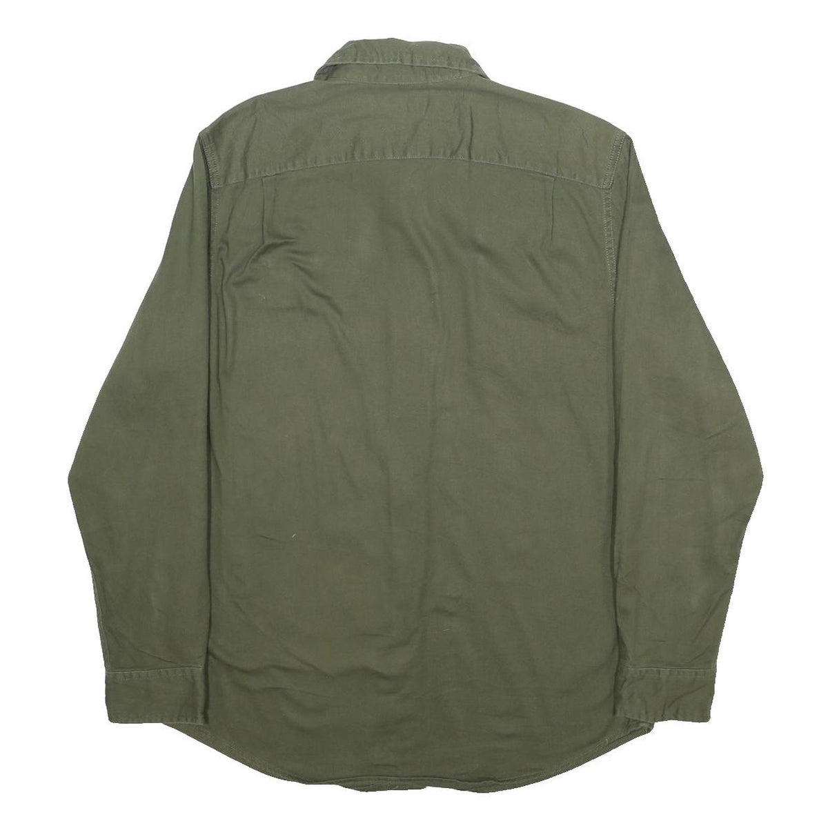WRANGLER Mens Green Plain Shirt M Cotton Blend Casual Button Up Long Sleeve