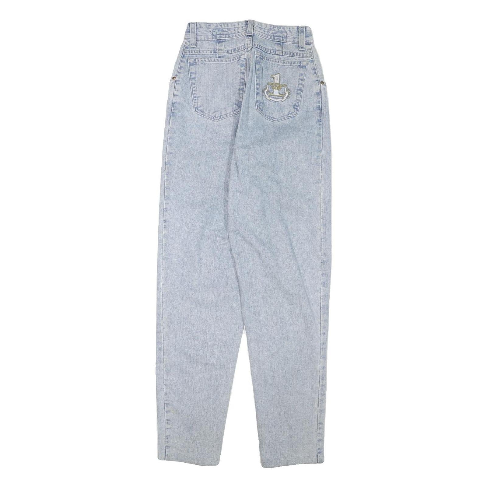 NUMBERONE Womens Relaxed Light Denim Jeans W23 L29 Patch Pocket Zip Closure