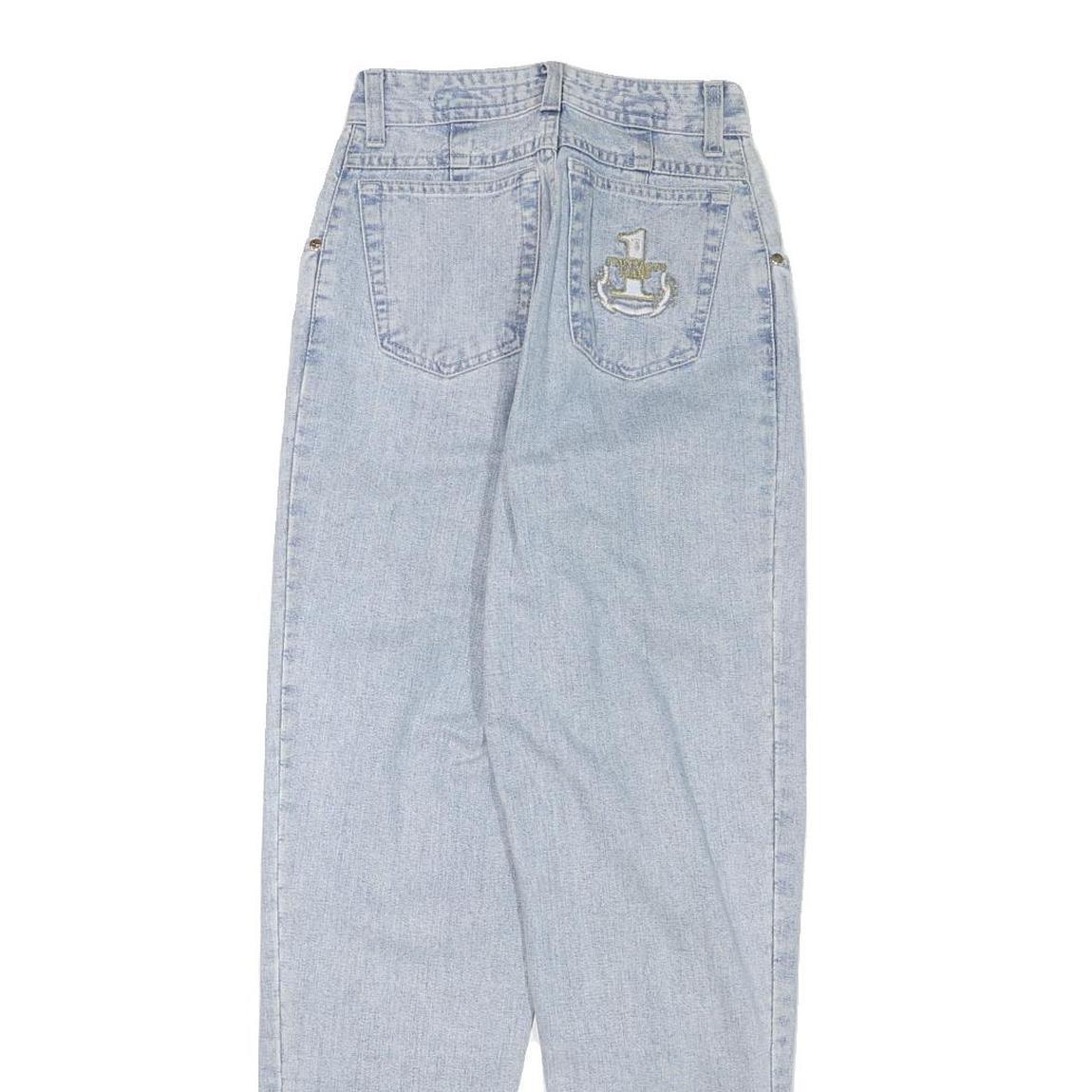 NUMBERONE Womens Relaxed Light Denim Jeans W23 L29 Patch Pocket Zip Closure