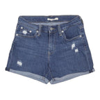 LEVI'S Womens Blue Denim Casual Shorts S W27 Distressed Style