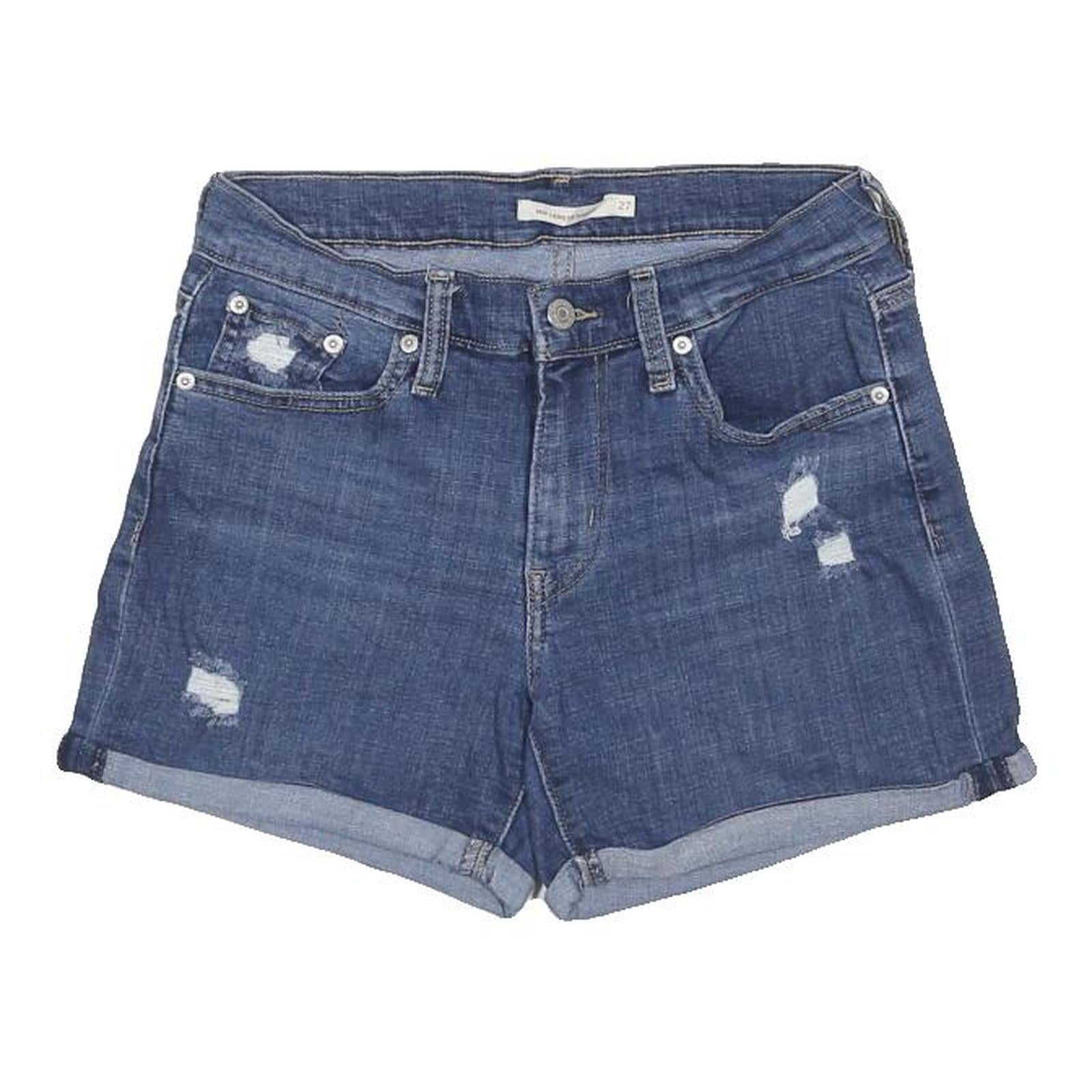 LEVI'S Womens Blue Denim Casual Shorts S W27 Distressed Style