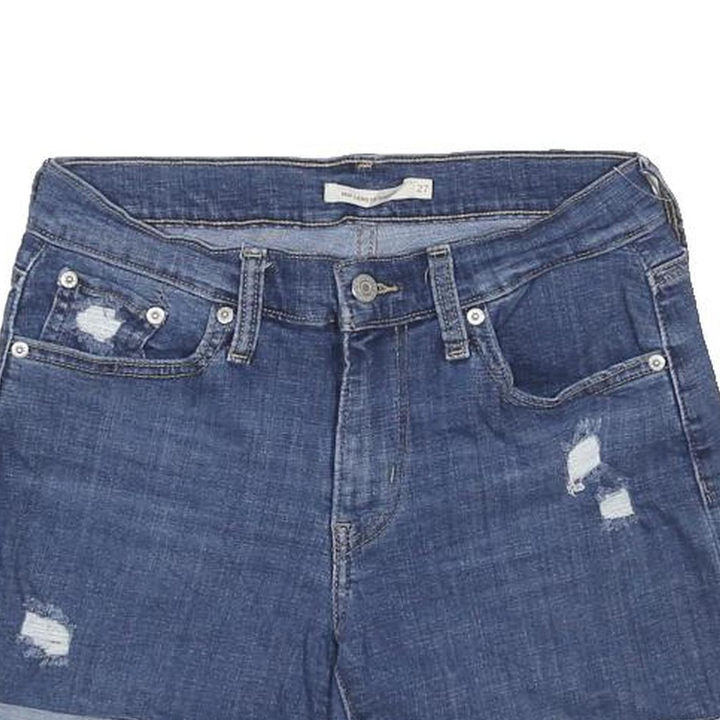 LEVI'S Womens Blue Denim Casual Shorts S W27 Distressed Style