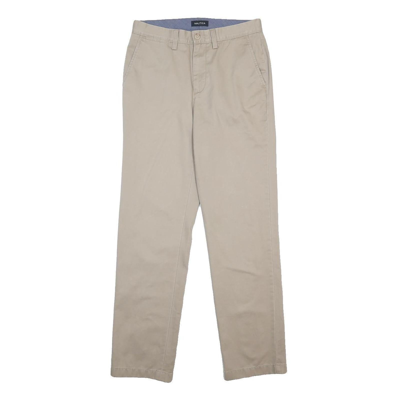 NAUTICA Mens Cotton Beige Regular Fit Straight Trousers W29 L32 Casual Chinos