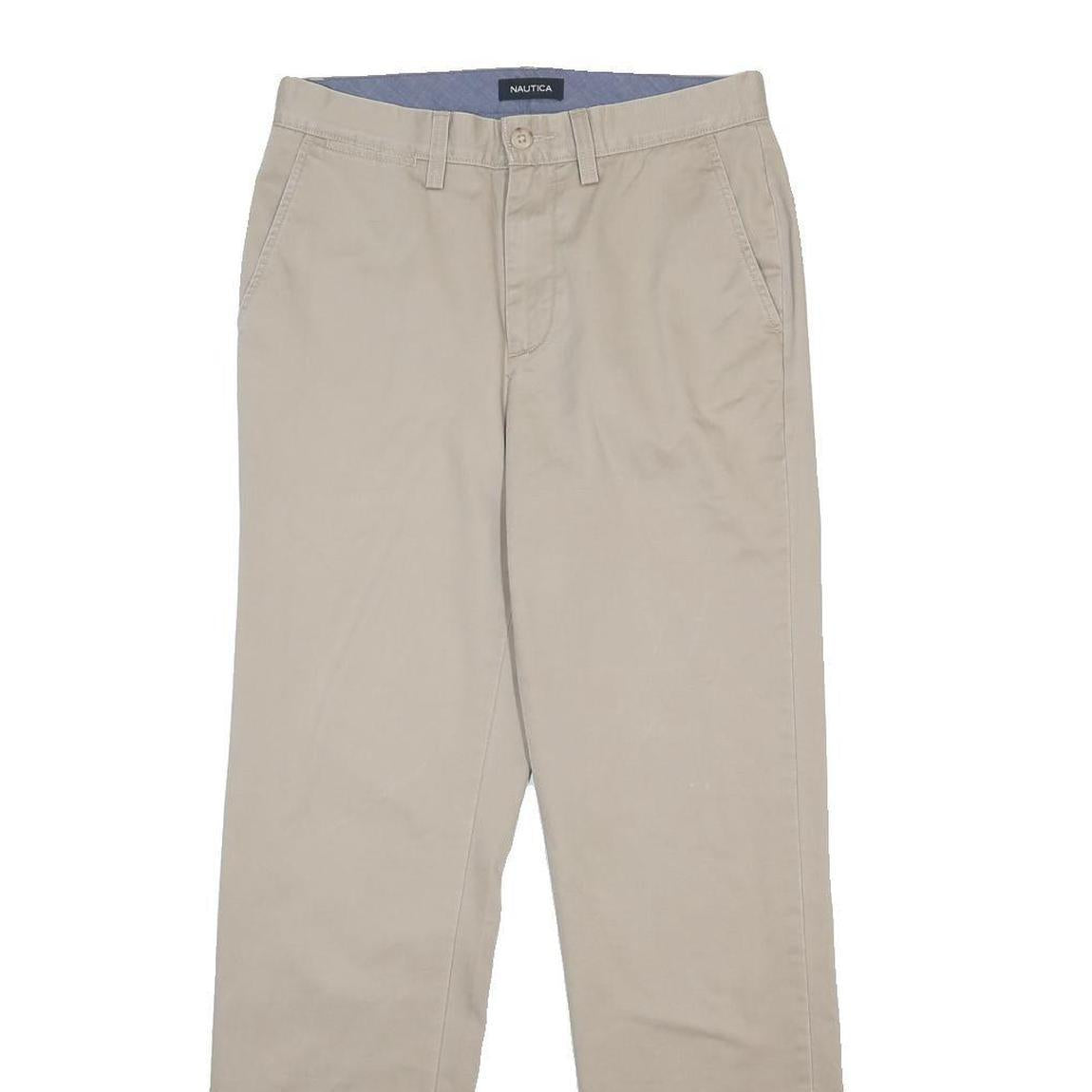 NAUTICA Mens Cotton Beige Regular Fit Straight Trousers W29 L32 Casual Chinos