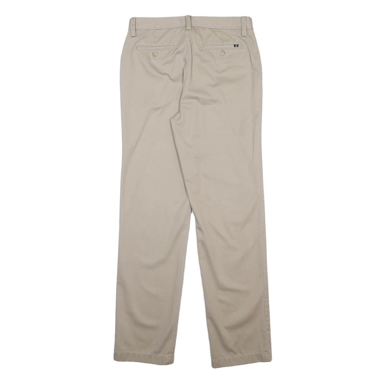 NAUTICA Mens Cotton Beige Regular Fit Straight Trousers W29 L32 Casual Chinos