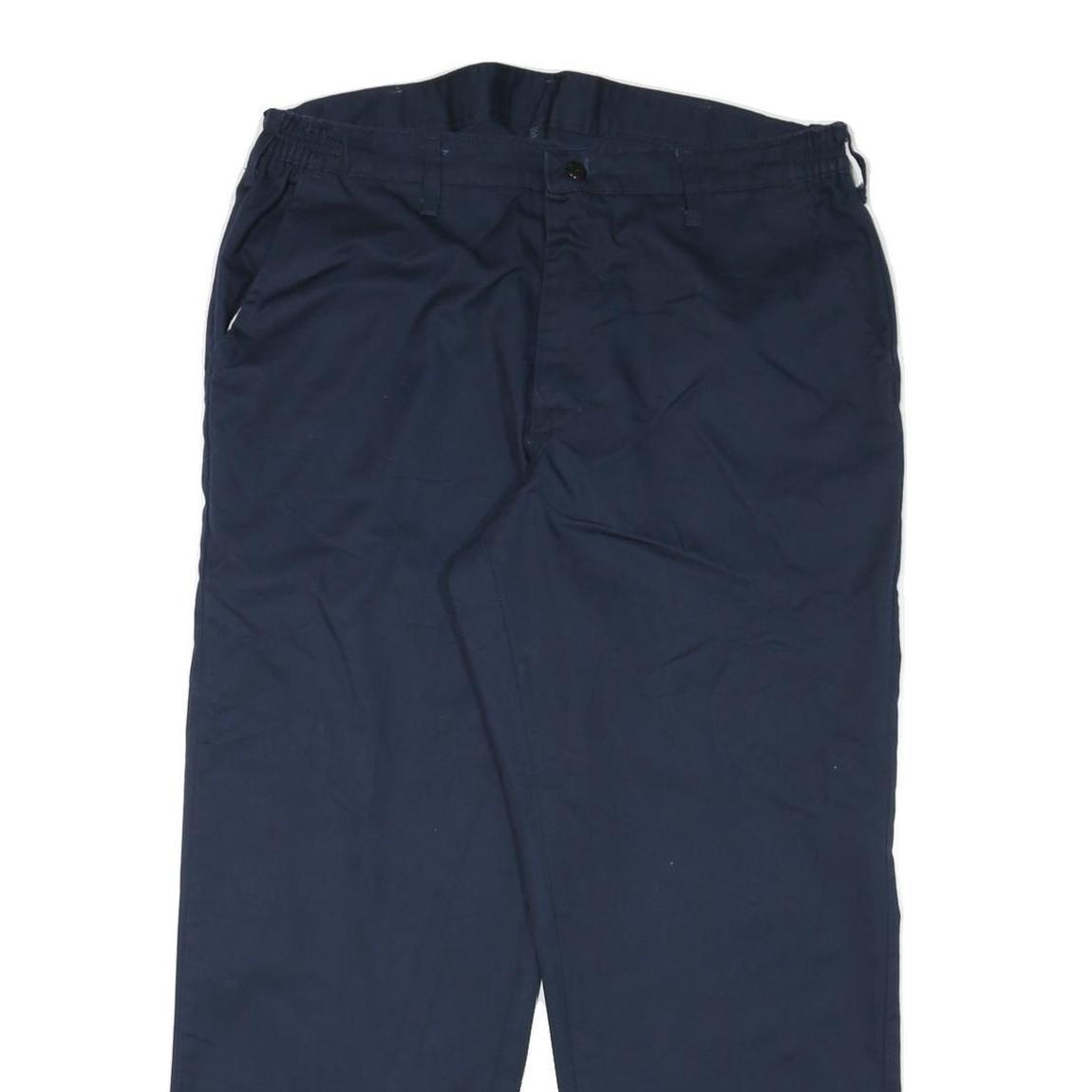 RED KAP Mens Cotton Blend Navy Regular Fit Straight Leg Trousers W36 L30