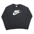 NIKE Womens Black Crew Neck S Cotton Blend Logo Sweatshirt Casual Pullover