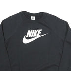 NIKE Womens Black Crew Neck S Cotton Blend Logo Sweatshirt Casual Pullover