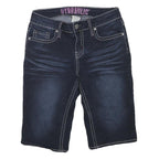 HYDRAULIC Womens Denim Blue Casual Shorts S W28 Embroidered Pockets