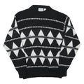 SNOWDRIFT Mens Black & White Patterned Pullover Jumper Crew Neck Chunky Knit L