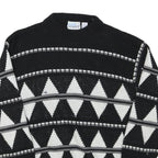SNOWDRIFT Mens Black & White Patterned Pullover Jumper Crew Neck Chunky Knit L