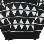 SNOWDRIFT Mens Black & White Patterned Pullover Jumper Crew Neck Chunky Knit L