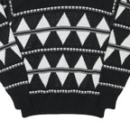 SNOWDRIFT Mens Black & White Patterned Pullover Jumper Crew Neck Chunky Knit L
