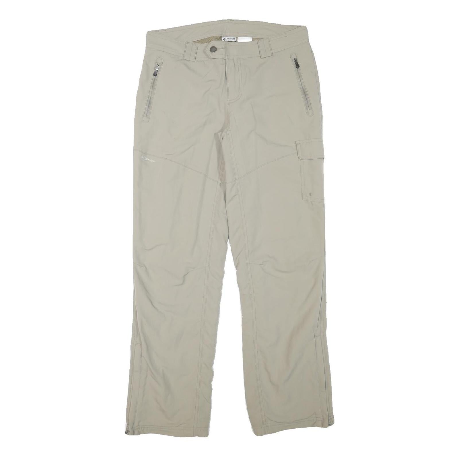 COLUMBIA Lined Womens Regular Fit Beige Trousers W32 L30 Outdoor Zip Pocket