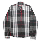 BURBERRY Womens Black Grey Red Check Cotton Shirt L Classic Designer Long Sleeve