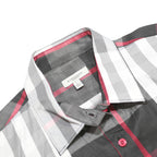 BURBERRY Womens Black Grey Red Check Cotton Shirt L Classic Designer Long Sleeve