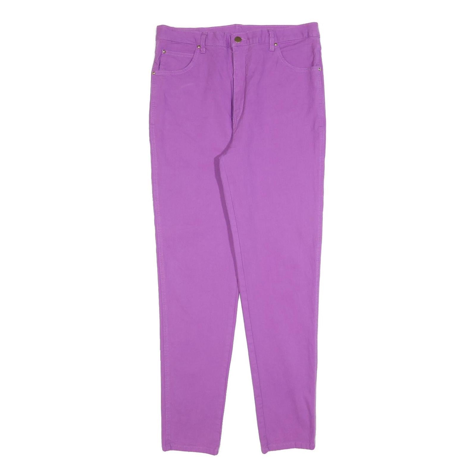 Womens Cotton Blend Lilac Slim Zip Trousers W32 L30 Stylish Casual Fit