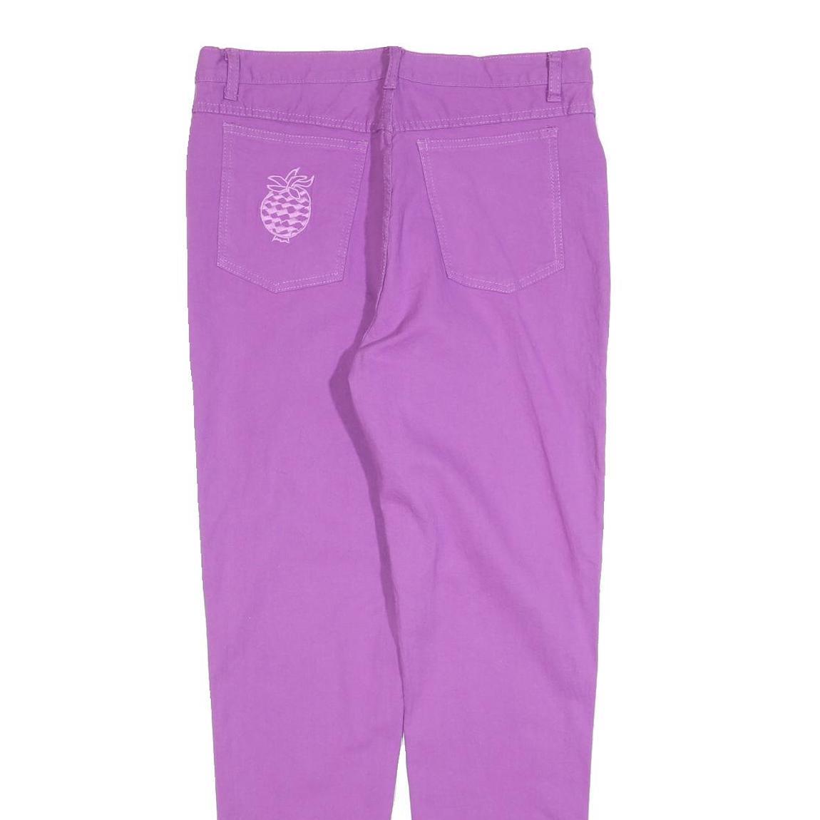 Womens Cotton Blend Lilac Slim Zip Trousers W32 L30 Stylish Casual Fit