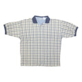 BUGLE BOY Mens Blue & Cream Checked Short Sleeve Polo Shirt M Cotton Blend