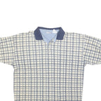 BUGLE BOY Mens Blue & Cream Checked Short Sleeve Polo Shirt M Cotton Blend