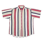 TRADER BAY Mens Red & Beige Striped Shirt L Button Down Cotton Blend Casual