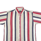 TRADER BAY Mens Red & Beige Striped Shirt L Button Down Cotton Blend Casual