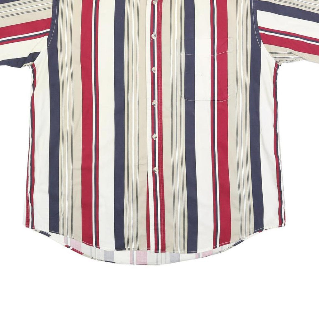 TRADER BAY Mens Red & Beige Striped Shirt L Button Down Cotton Blend Casual