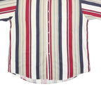TRADER BAY Mens Red & Beige Striped Shirt L Button Down Cotton Blend Casual