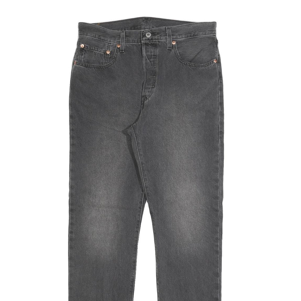 LEVI'S 501 Mens Jeans Black Regular Straight Denim Light W31 L32 Button