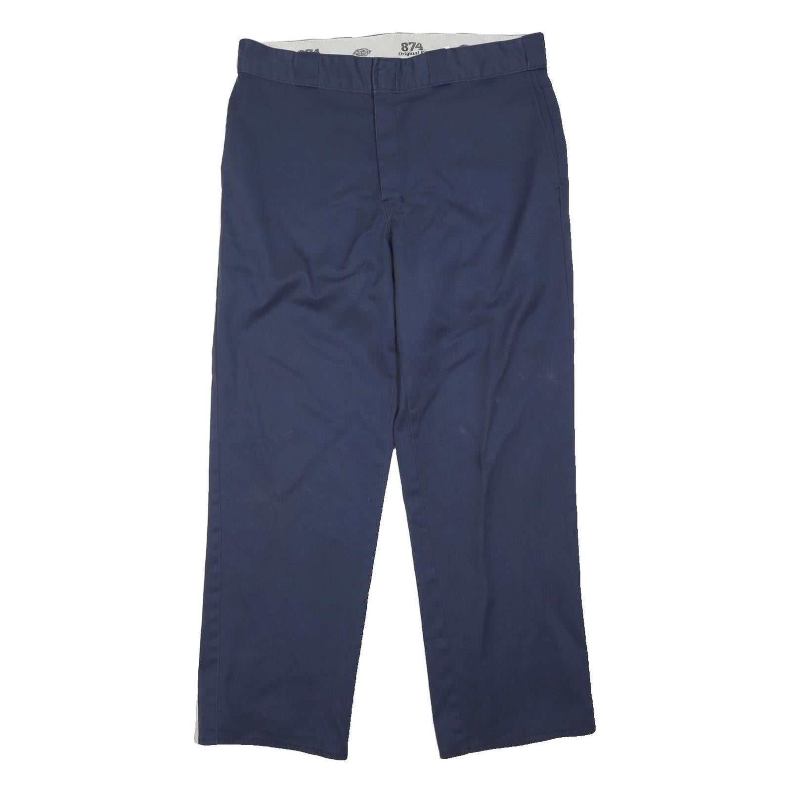 DICKIES Mens Cotton Blend Navy Classic Straight Trousers W36 L30 Workwear