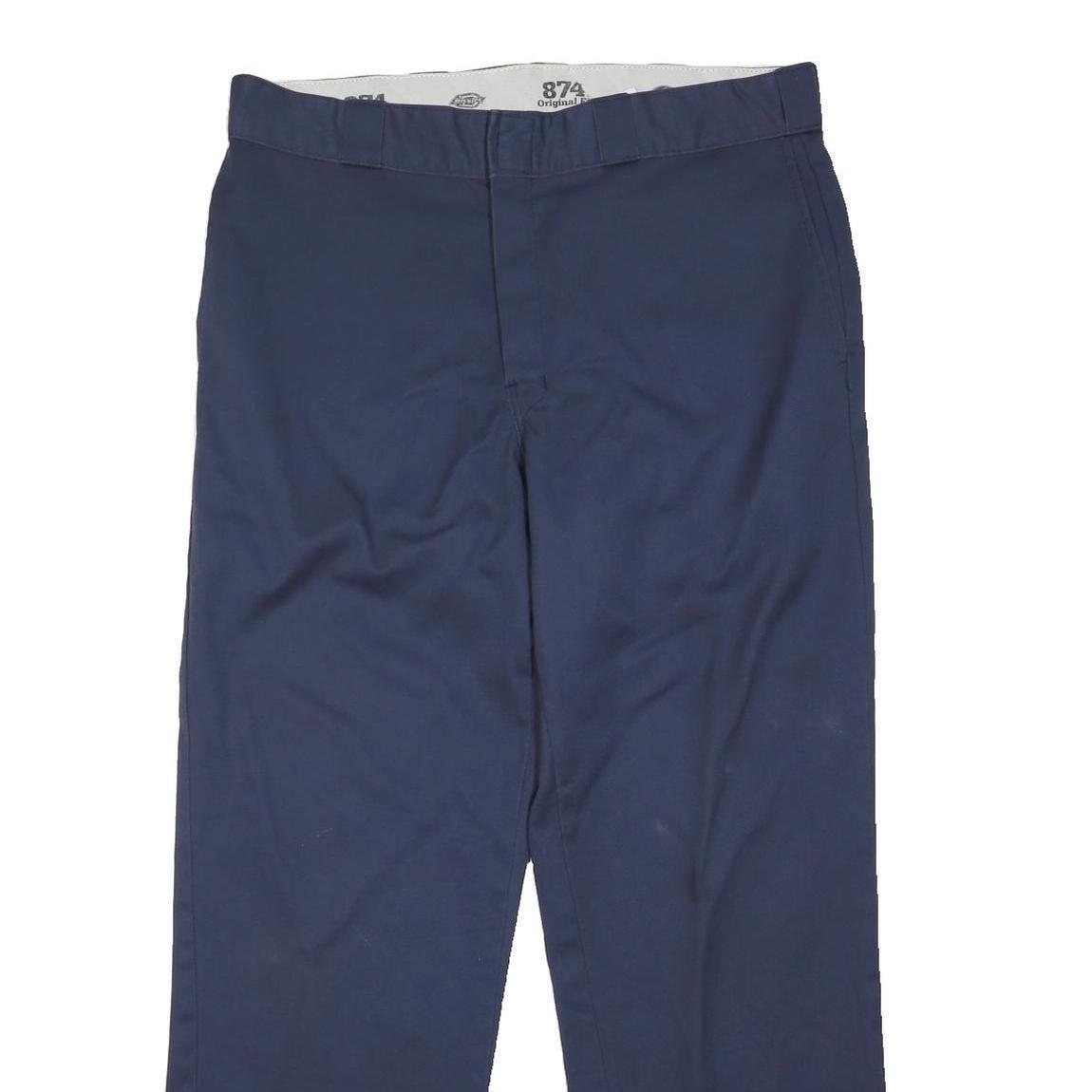 DICKIES Mens Cotton Blend Navy Classic Straight Trousers W36 L30 Workwear