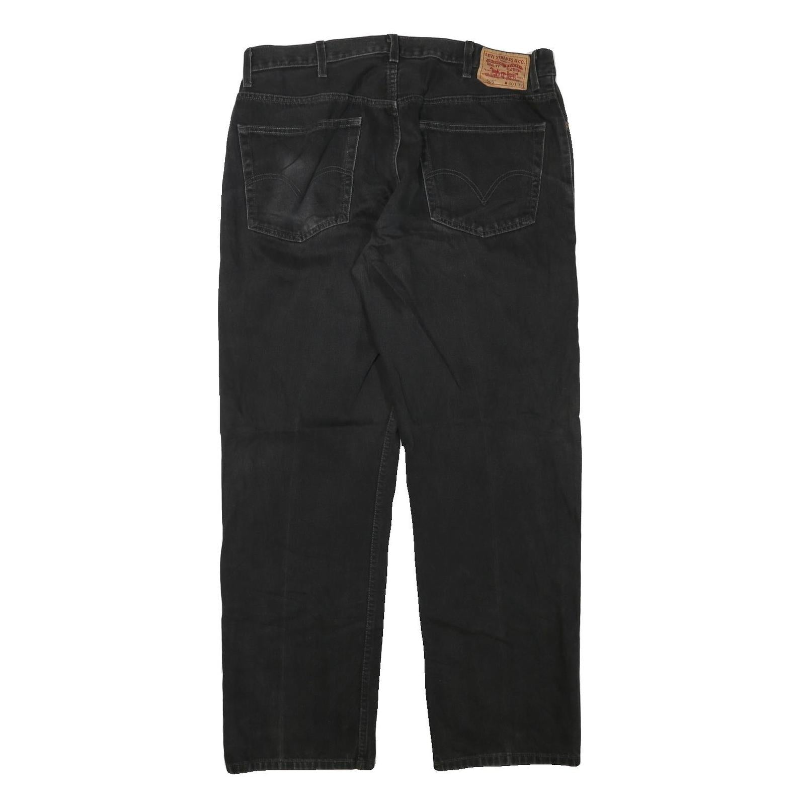 LEVI'S 505 Mens Regular Fit Straight Denim Jeans Black W38 L32 Classic Zip