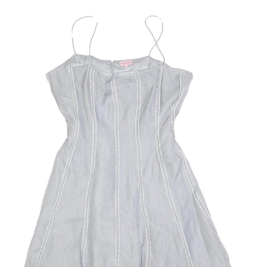 PHASE EIGHT Womens Light Blue Silk Blend Fit & Flare Sleeveless Midi Dress UK 16