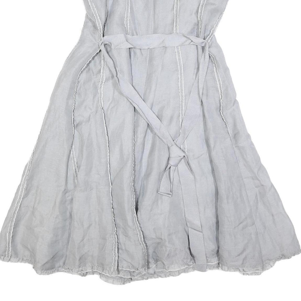 PHASE EIGHT Womens Light Blue Silk Blend Fit & Flare Sleeveless Midi Dress UK 16