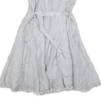 PHASE EIGHT Womens Light Blue Silk Blend Fit & Flare Sleeveless Midi Dress UK 16