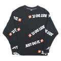 NIKE Womens Black Just Do It Crew Neck XS Graphic Print Cotton Blend Sweatshirt