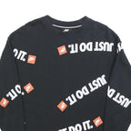 NIKE Womens Black Just Do It Crew Neck XS Graphic Print Cotton Blend Sweatshirt