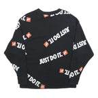 NIKE Womens Black Just Do It Crew Neck XS Graphic Print Cotton Blend Sweatshirt