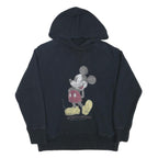 DISNEY Womens Black Mickey Mouse Graphic Pullover Hoodie M Cotton Blend